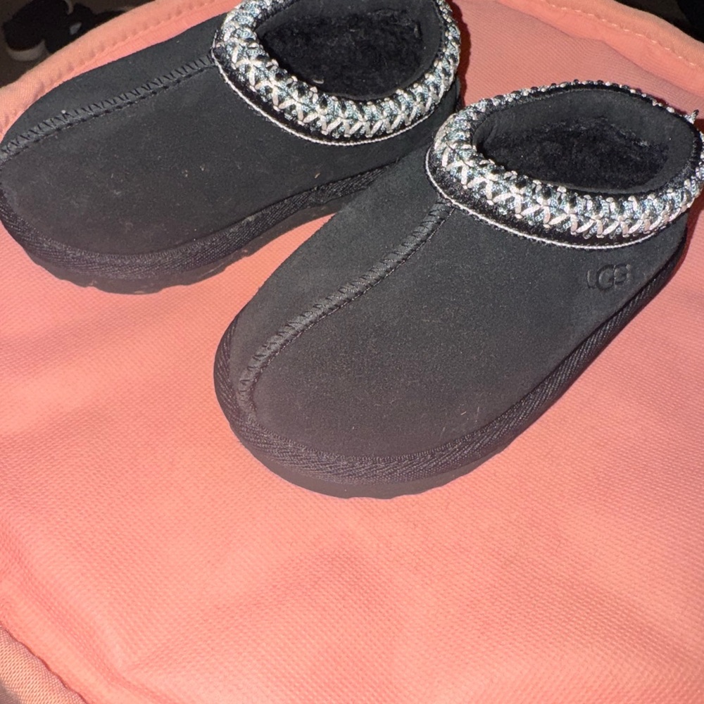 UGG Kids Black Boots with Textured Soles
